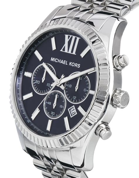 michael kors lexington watch silver blue face|michael kors lexington chronograph watch.